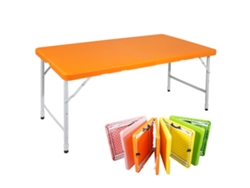 Mesa Plegable, Ajustable A 125 Cm, Capacidad De Carga Para Camping De Hasta 135 Kg, Color Naranja.