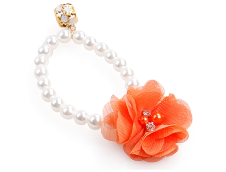 Collar de perlas para mascotas, collar elástico de flores, accesorios para gatos, collar de perro pequeño y mediano de peluche, rojo ZMDECQNA
