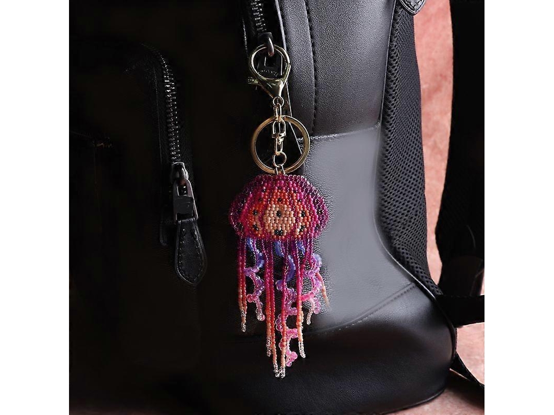 Llavero con borla de medusa, bonito colgante decorativo para bolso, llavero creativo hecho a mano con cuentas de Rosewell