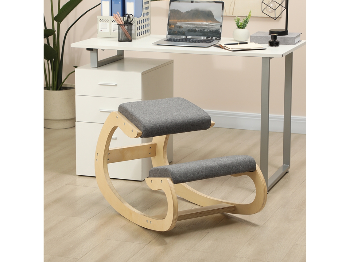 Taburete ergonómico para arrodillarse, mecedora para arrodillarse, silla de oficina para mejorar la postura, gris