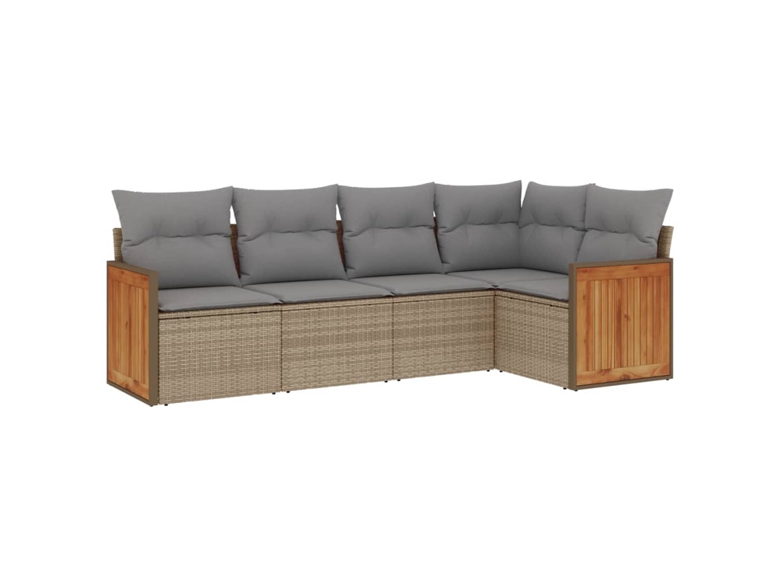 Maison Exclusive - Juego De Sofás Jardín Con Cojines 5 Pzas Ratán Sintético Beige