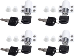 4 cerraduras para ventanas corredizas, aluminio blanco, con llave, antirrobo/protección infantil ZYBLSSBB