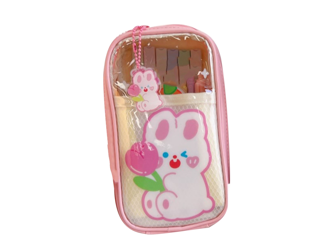 Estuche De Lápices Infantil Transparente De Pvc Con Diseño Cute Multicapa Impermeable Organizador Escolar Cartoon