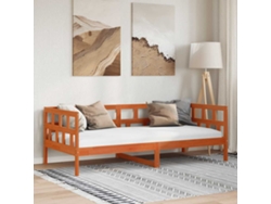 Sofá Cama Sin Colchón Madera Maciza Pino Marrón Cera 80x200 Cm