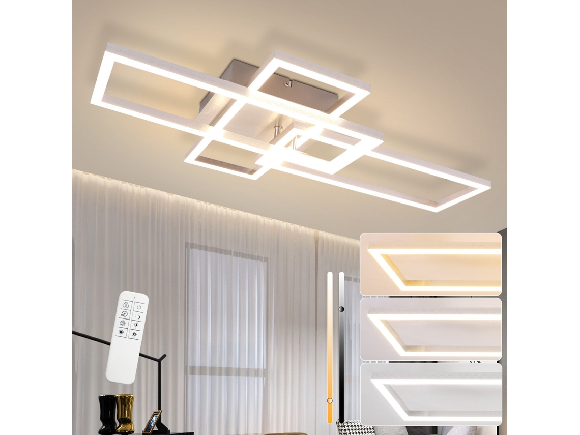 Zmh Lámpara De Techo Led Negra De 3 Marcos, 102 Cm, Moderna, Regulable, Para Salón Y Dormitorio