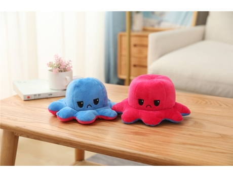 Voltereta de Doble Cara, Pulpo Lindo, Juguete de Muñeca de Mesa 20Cm Rojo A Azul