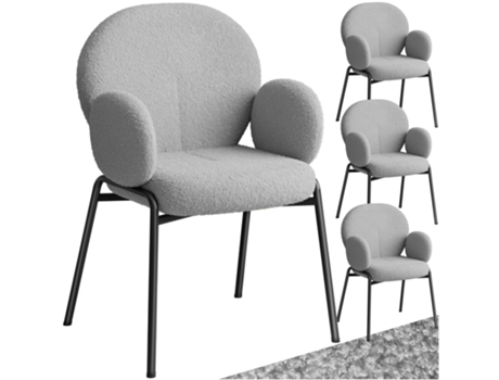 Juego de 4 Sillas Scandi tapizadas, con tela bouclé TECTAKE