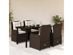 Juego de comedor de jardín de 5 piezas con cojines de mimbre marrón de DKD Home Decor