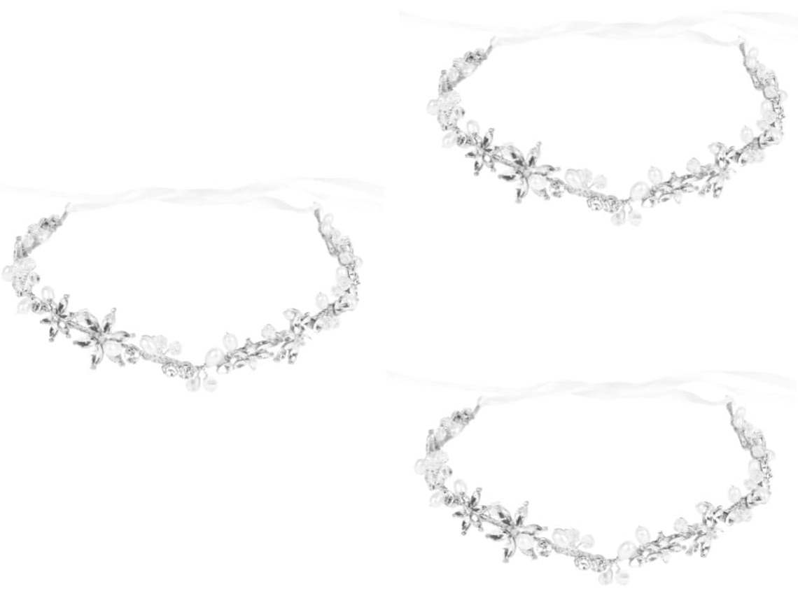 Conjunto De 3 Tocados De Novia Modernos Con Pedrería Plateada Para Bodas Y Compromisos.
