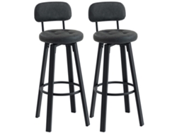 Juego De 2 Taburetes Giratorios De Bar Tapizados En Pu Gris Oscuro.