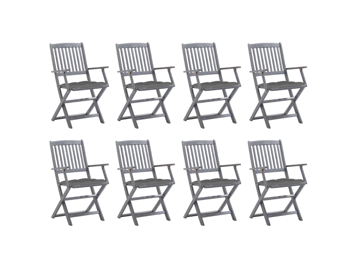 Sillas plegables de exterior DKD Home Decor de 8 piezas con cojines de acacia maciza