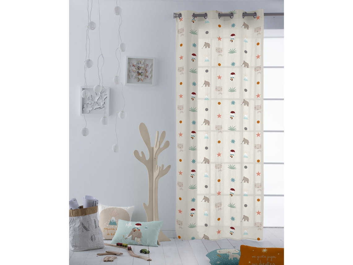 CORTINA CON OJALES ESTAMAPADA INFANTIL 140x260 CM ALGODÓN FABRICADO EN ESPAÑA EDADDEHIELO HACIENDO EL INDIO