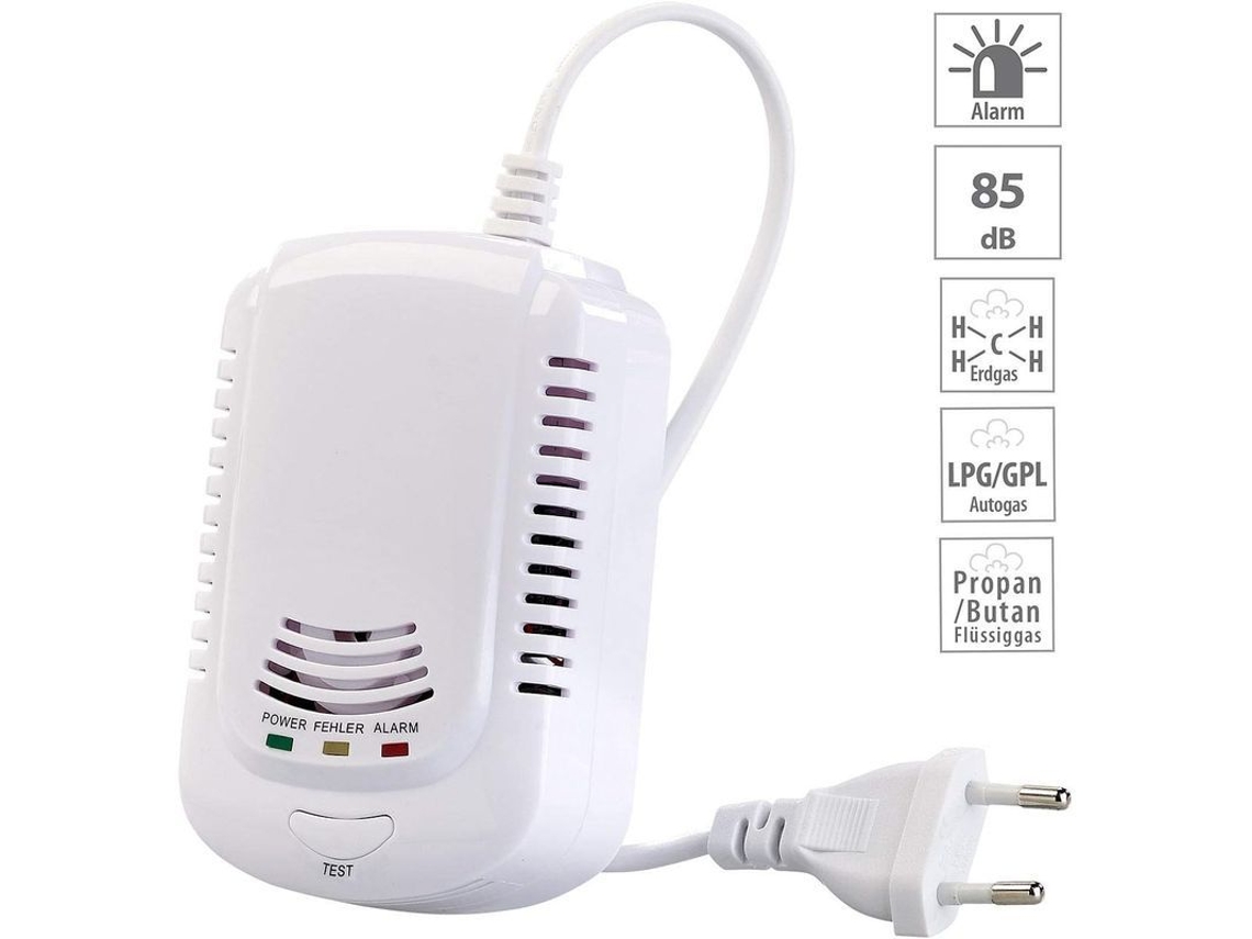 Detector De Gas Doméstico Linjou Con Alarma De 85 Db. Detecta Metano Y Gases De Automoción.