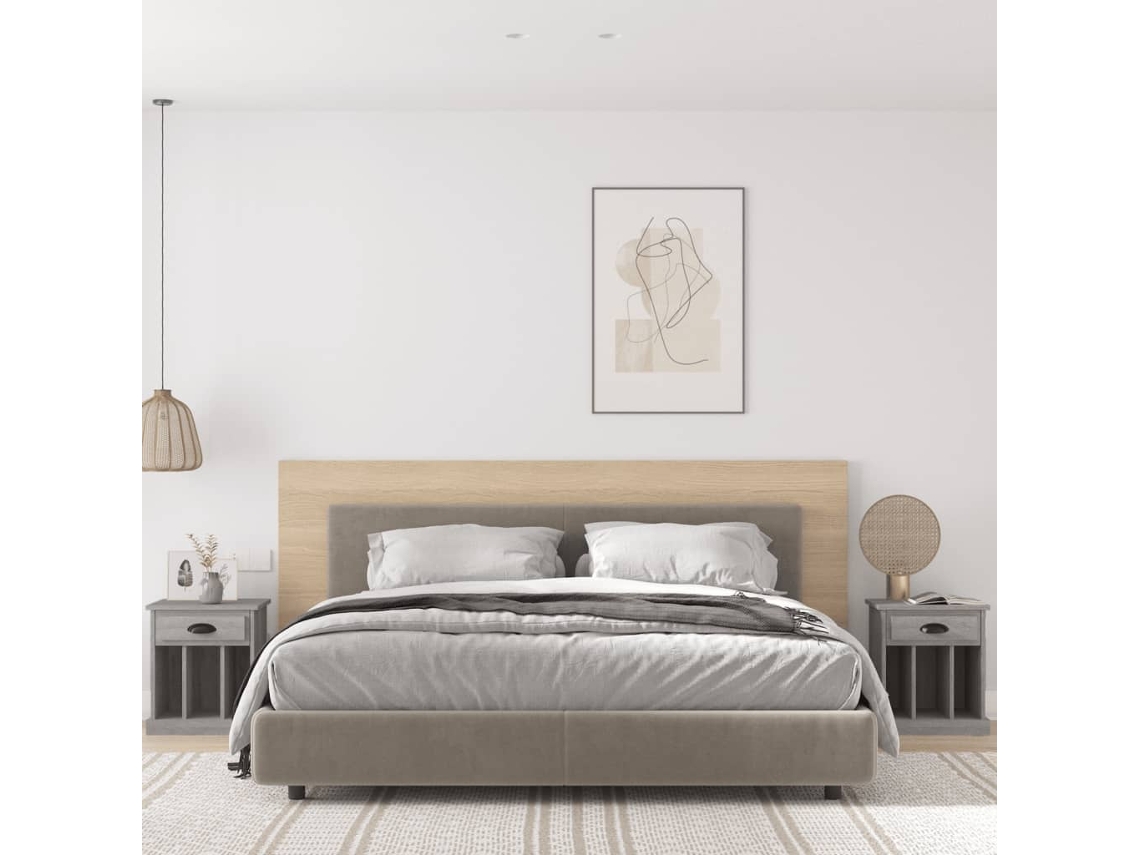 Mesitas de Noche 2 Pzs 43X36X50 Cm Gris Sonoma