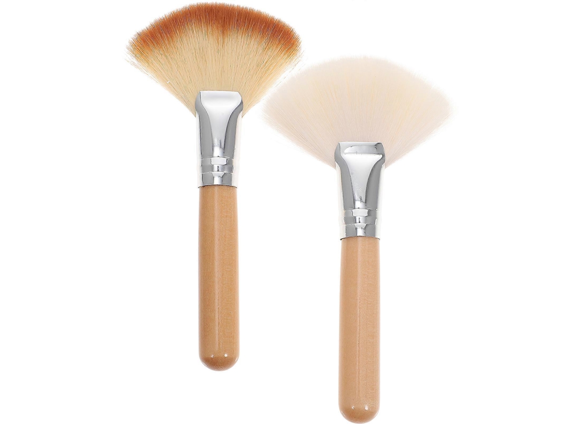 2 brochas de maquillaje en forma de abanico, brocha para iluminar mejillas, herramientas de maquillaje Rosewell