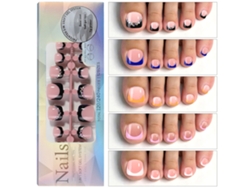 Rebe - 120 unidades de uñas postizas de gel francesas para los pies, 12 tamaños, uñas de presión para decoración de uñas casera.