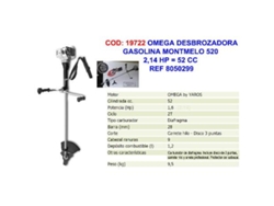 Omega desbrozadora gasolina montmelo 520 2,14 hp 52 cc 8050299