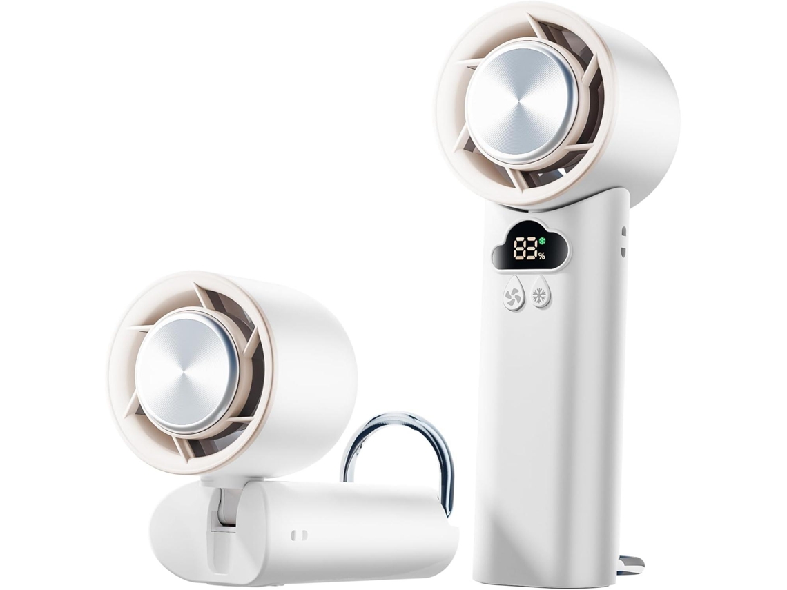 Ventilador Portátil De Mano (blanco) - Batería Duradera De 4000 Mah - Mini Y Plegable