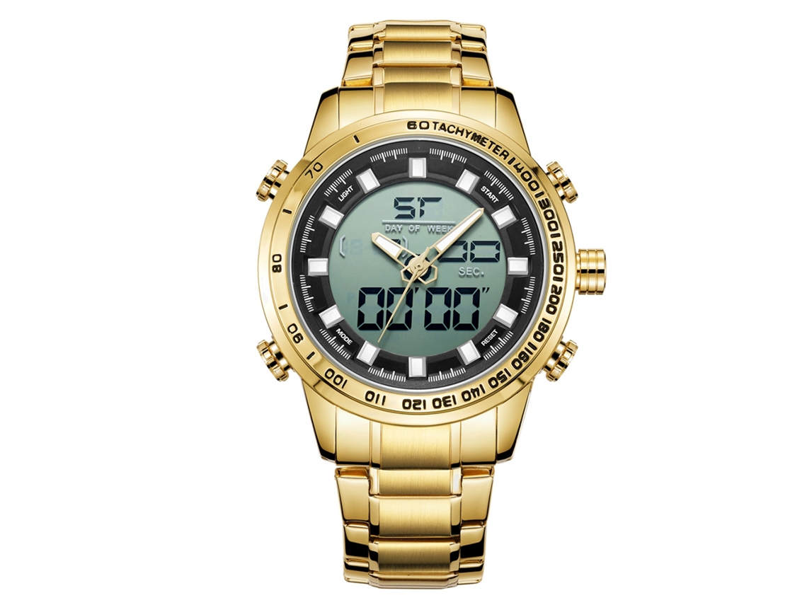 Reloj De Pulsera Analógico De Cuarzo Para Hombre, Redondo, Estilo Moderno, Dorado Y Negro.