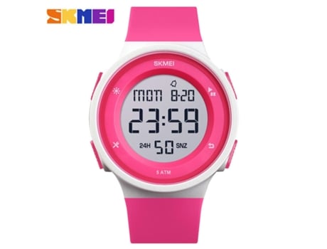 Reloj electrónico LED deportivo digital para hombre y mujer, resistente al agua, con alarma y luz trasera, color rojo rosa LUUCOZK