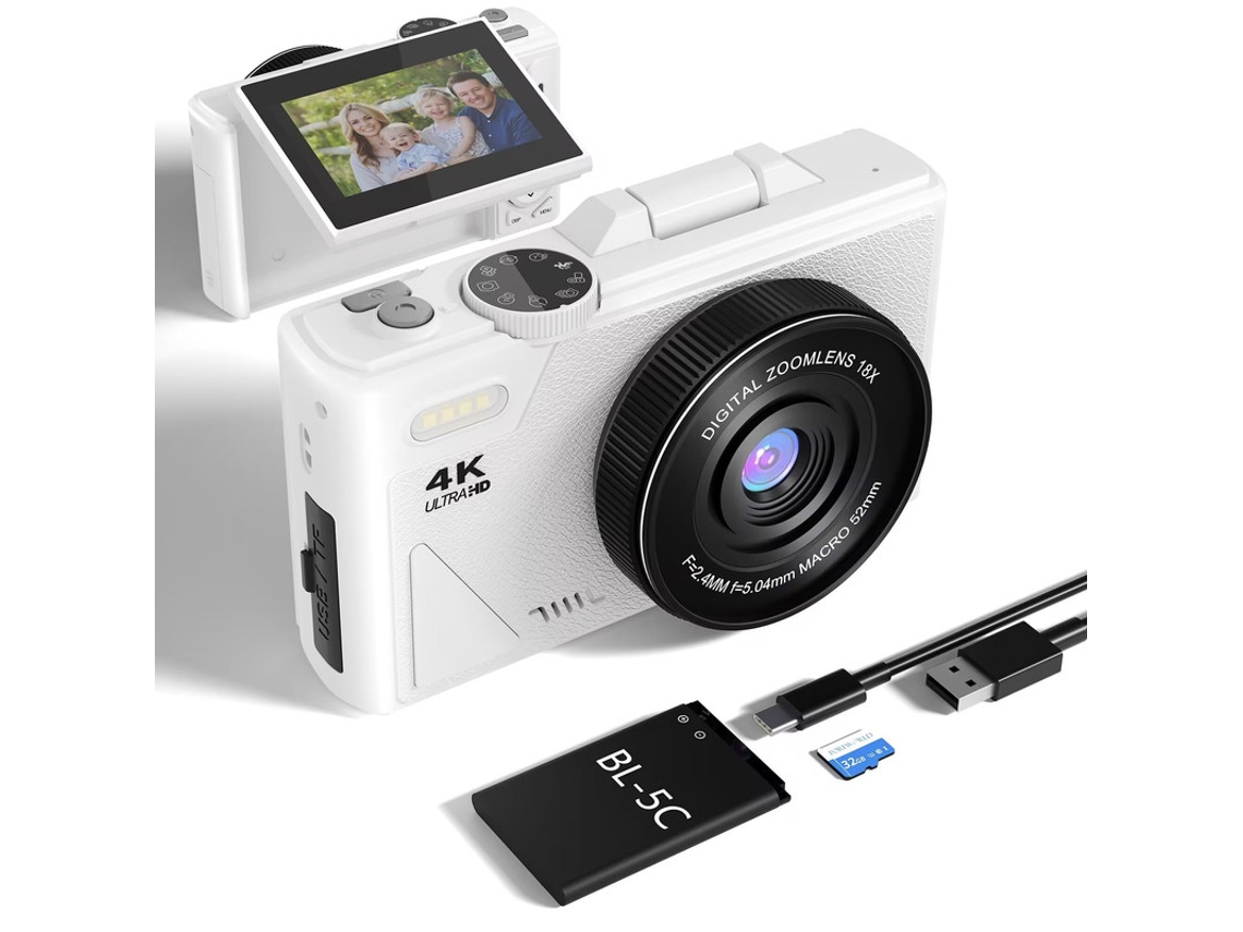 W1 Cámaras Compactas Básicas 4K HD 64 MP 16X Zoom 3 32 GB Blanco SZSMART