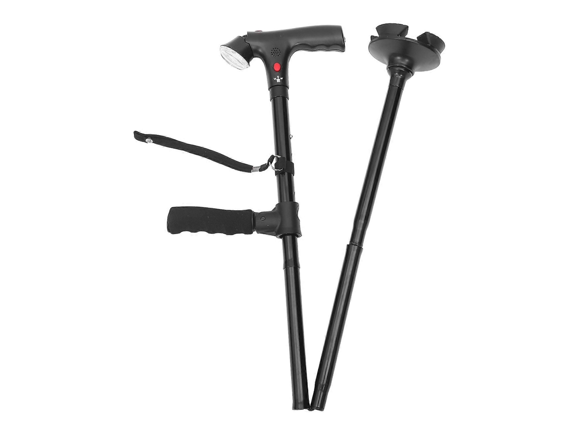 Bastón telescópico plegable con luz LED y alarma