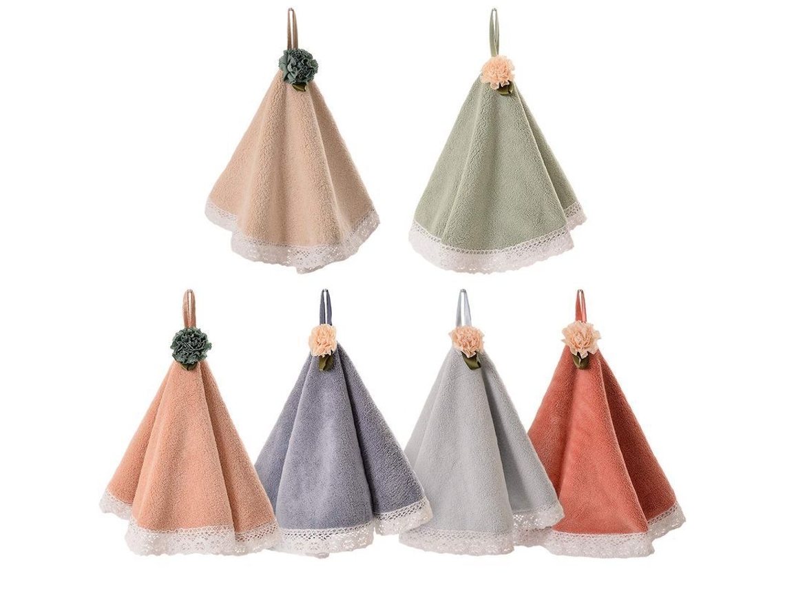 2026-31135-toallas De Mano Colgantes De Terciopelo Coral Sin Pelusas Para Baño Y Cocina (6 Unidades)