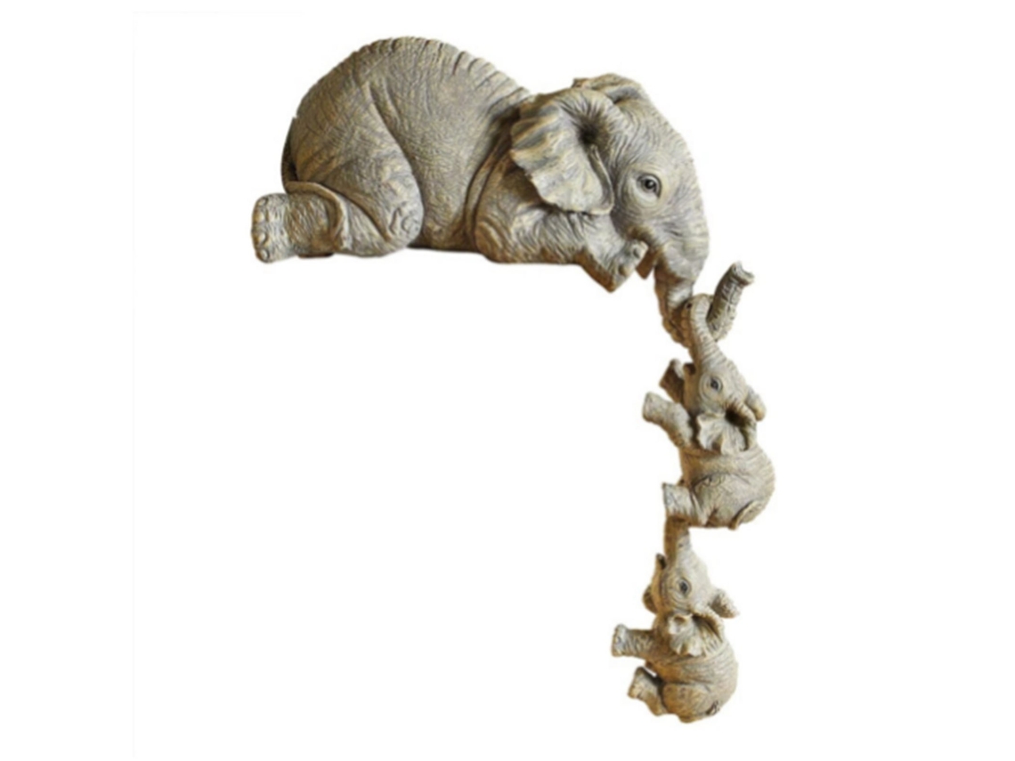Estatua De Resina De Una Elefanta Con Dos Crías, Artículo Decorativo Para Estante, Regalo Para Mudanza.