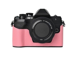 Estuche de cuero texturizado compatible con la cámara Olympus OM DE M10 Mark III, batería fácil de reemplazar Facpoet