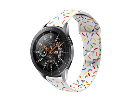 Correa de reloj inteligente Universal de 22 mm con hebilla inversa de silicona y patrón de puntos ovalados de colores (blanco)