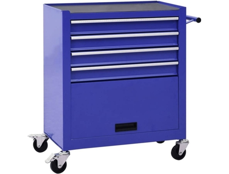 vidaXL Carro para herramientas con 4 cajones acero azul