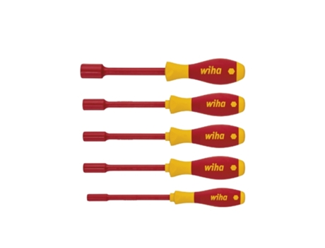 WIHA Juego de destornilladores SoftFinish® electric con llave de vaso hexagonal, de 5 unid. (29466)