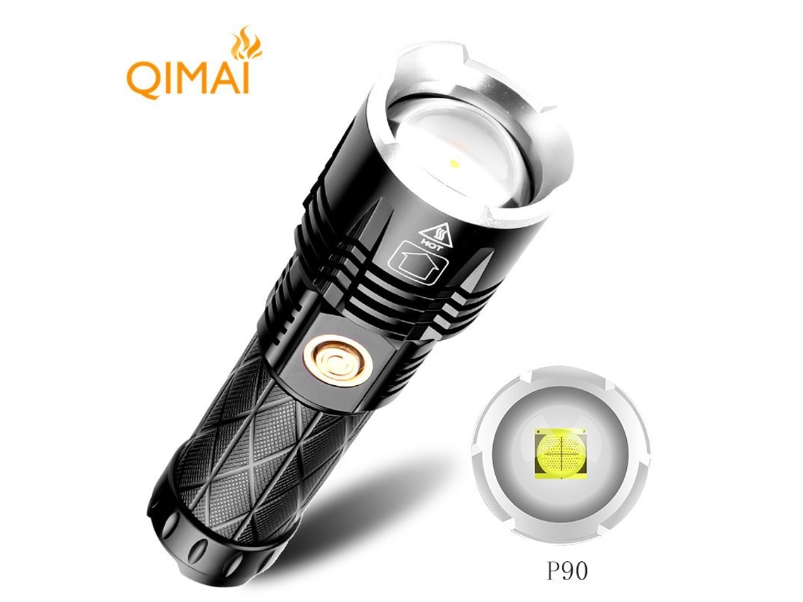 Linterna Xhp90, fabricada en aleación de aluminio, recargable por USB. MDUG (pilas 1619 no incluidas).