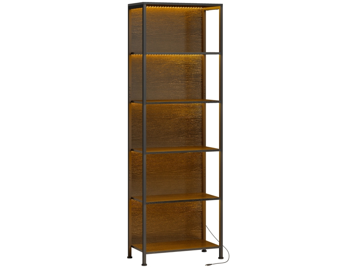 Vitrina de cristal negro con iluminación LED y estantes extensibles, 110x35x160cm, BAGOLY