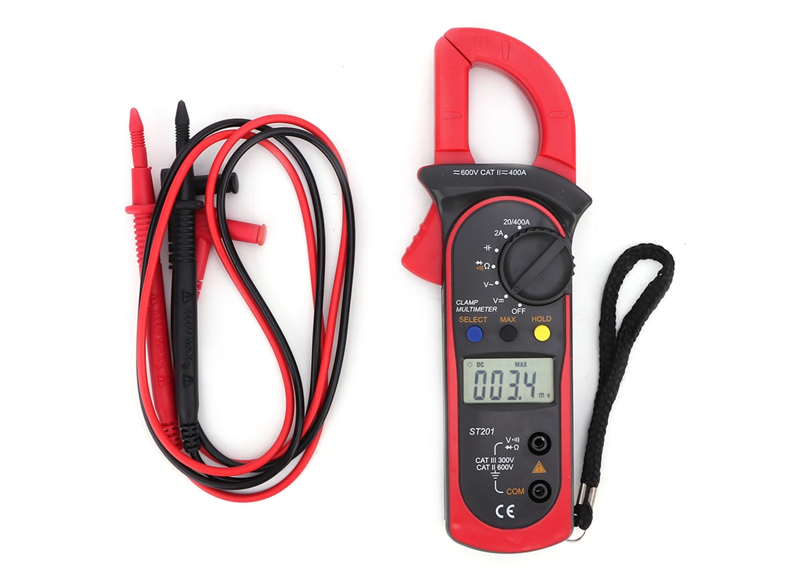 Pinza Amperimétrica Digital Automática St201 Con Prueba De Diodos Y Voltaje Ca/cc - Roja