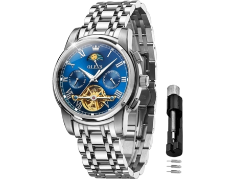 VEANXIN Reloj mecánico hueco impermeable luminoso automático para hombre(blanco)