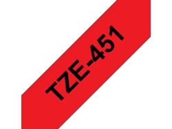 Cinta laminada Compatible Brother Tze451 Texto Negro / Fondo Rojo 24Mm X 8M