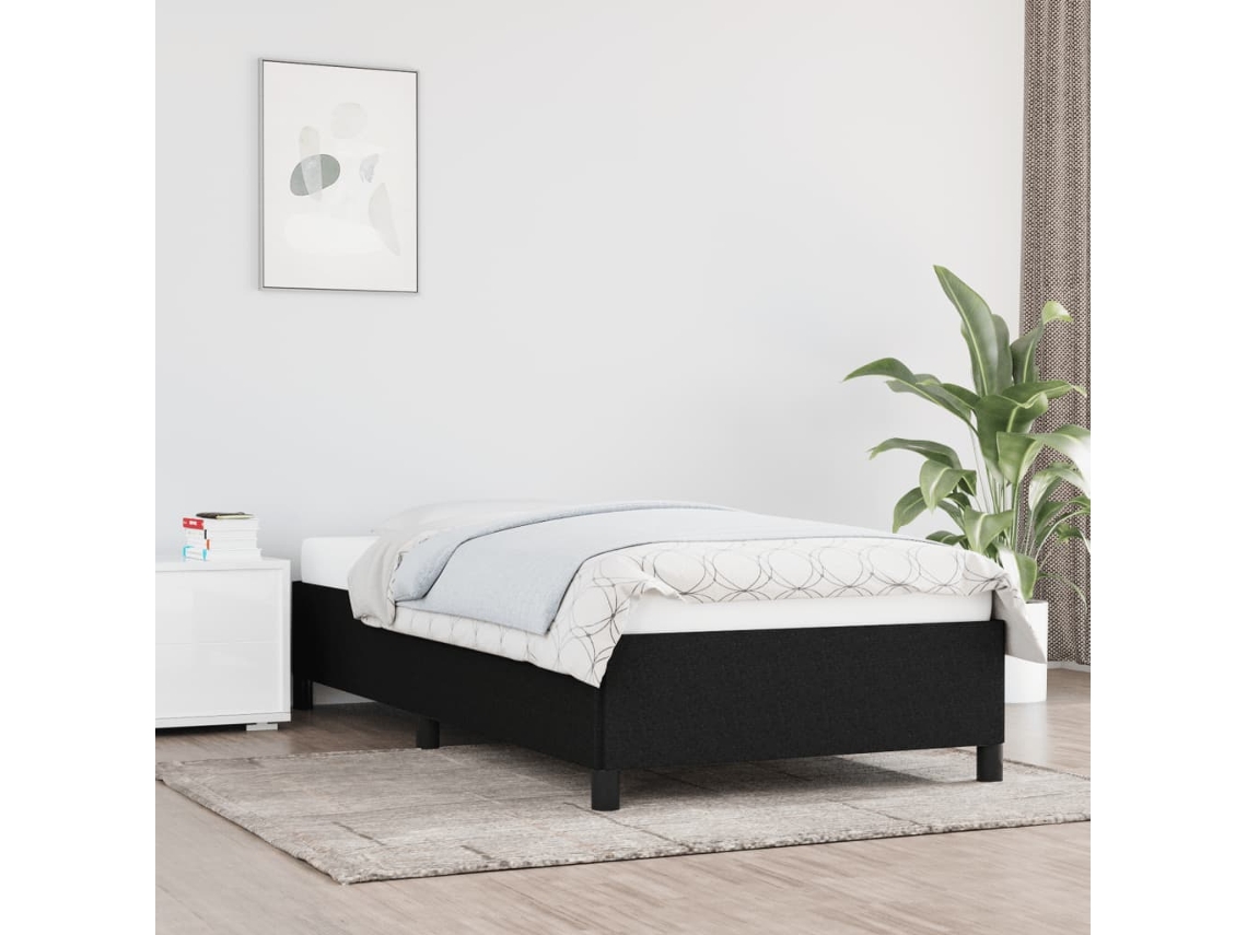 Estructura De Cama Sin Colchón Tela Negro 80x200 Cm