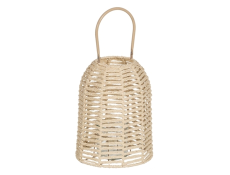 Farol Portavelas Farol Crema Natural Metal Papel Cristal 23 x 23 x 30,5 cm BIGBUY HOME