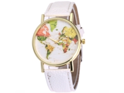 Reloj De Pulsera De Cuero Pu Casual Para Mujer Con Movimiento De Cuarzo Moda (blanco)