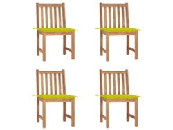Sillas de jardín DKD Home Decor de 4 piezas con cojines, madera maciza de teca