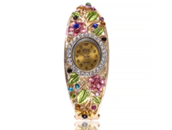 Reloj De Pulsera De Aleación Para Mujer Ccq Con Decoración De Diamantes De Imitación Y Hojas Florales.