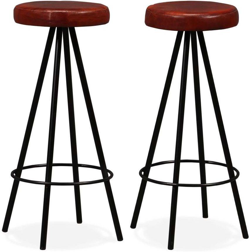 Vidaxl 2x Taburetes acero cuero banco banquillo asiento silla mueble de barra cocina 2 unidades conjunto 245443