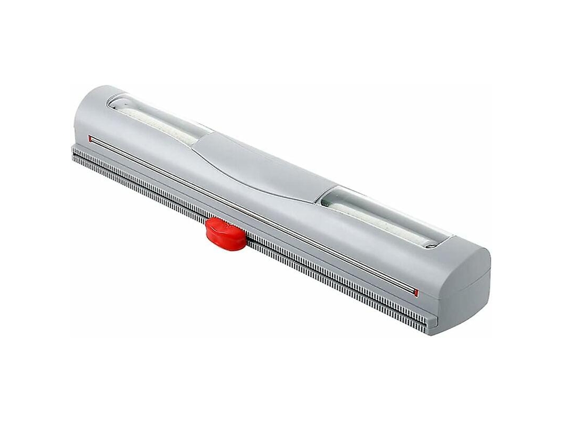 Dispensador De Papel Film Reutilizable, Recargable Con Cuchilla De Acero Inoxidable, Diseño Compacto Para Cocina, Gris