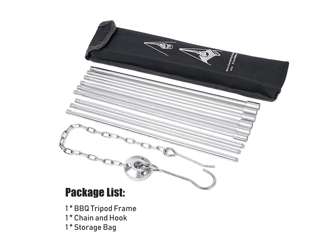 Tripode Plegable Para Barbacoa Ajustable Con Estuche, Ideal Para Camping, Fogata Al Aire Libre Y Picnic