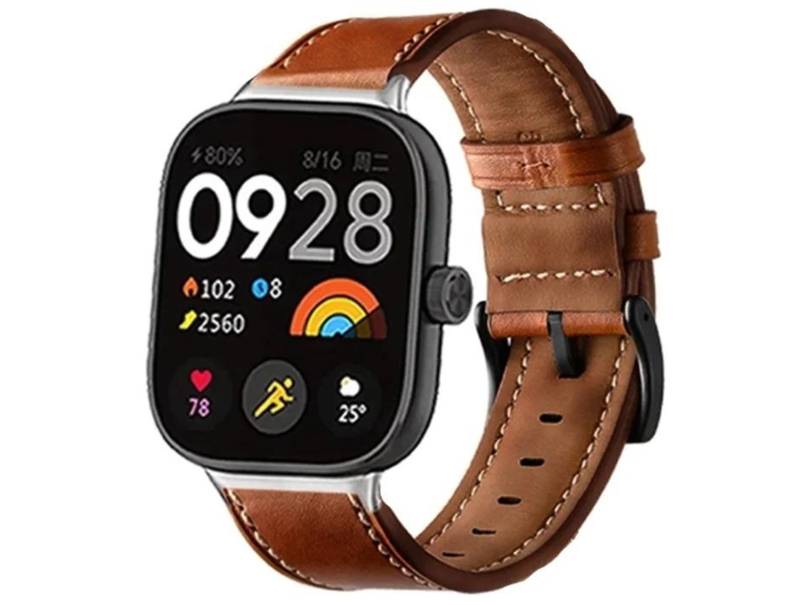 Correa de Cuero Pu con Costuras para Xiaomi Band 8 Pro Marrón