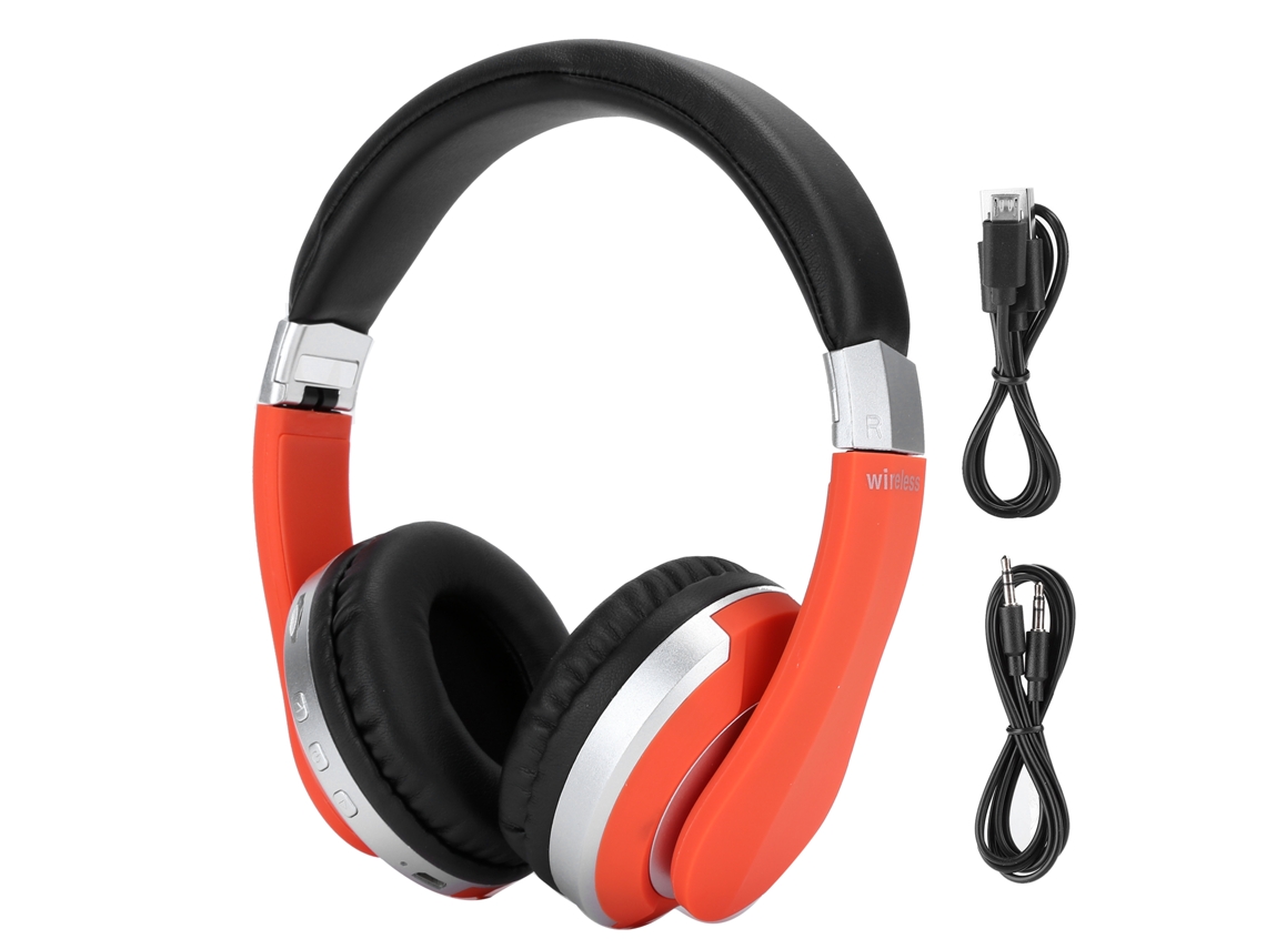 Auriculares Estéreo Inalámbricos Supraaurales Bluetooth Plegables Con Micrófono Para Videojuegos - Naranja