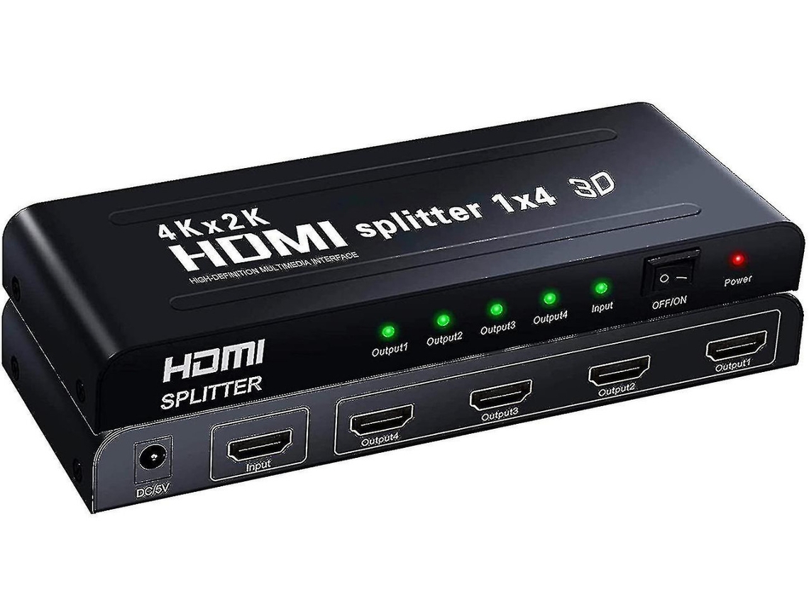 Divisor HDMI 1x4 Musou 3D, 1 entrada, 4 salidas, compatible con 4K, dispositivos multimedia, color negro Yizhood