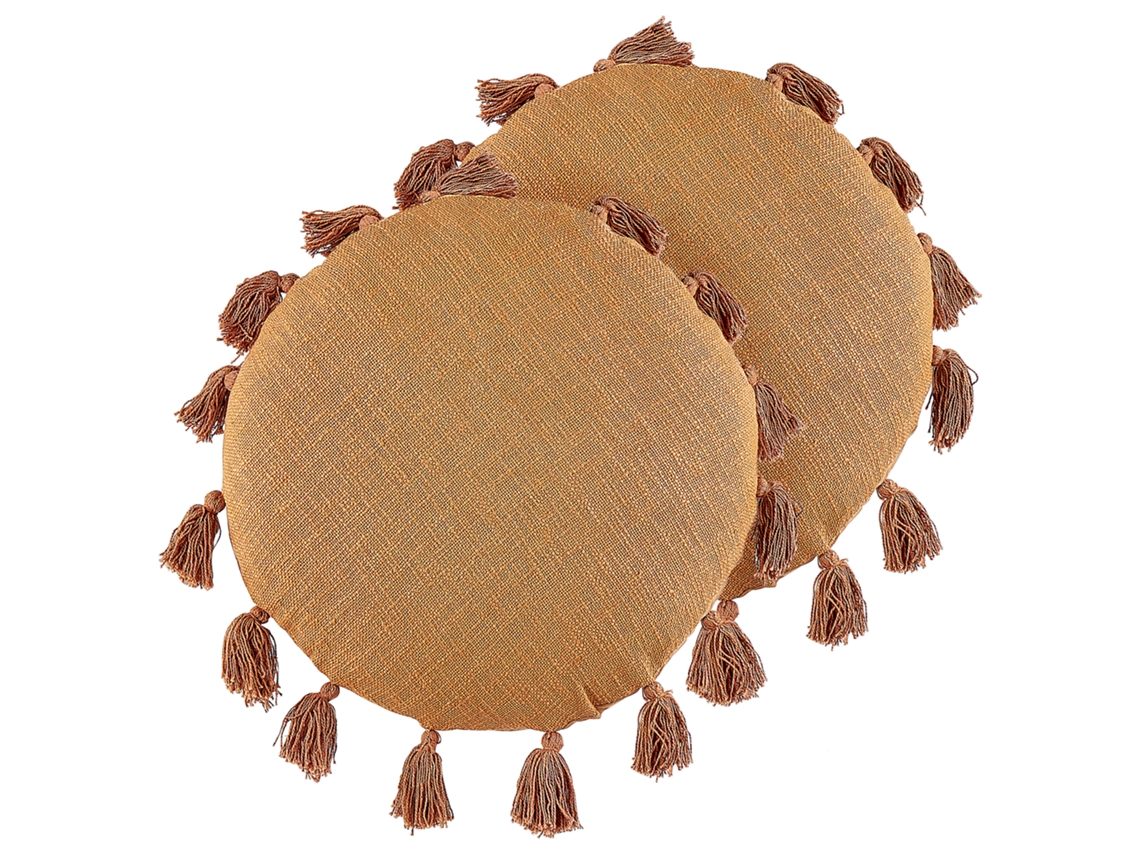 Juego de cojines decorativos BELIANI Madia de Algodón Naranja 45x45x10
