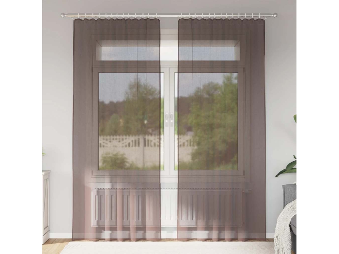 Cortinas De Gasa Con Bolsillos Para Varillas 2 Uds. Marrón